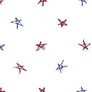 Red and blue stars roughly sketched over a white background