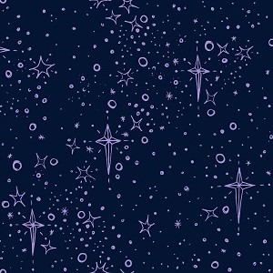 Various star shapes in lavender scattered over a dark blue background